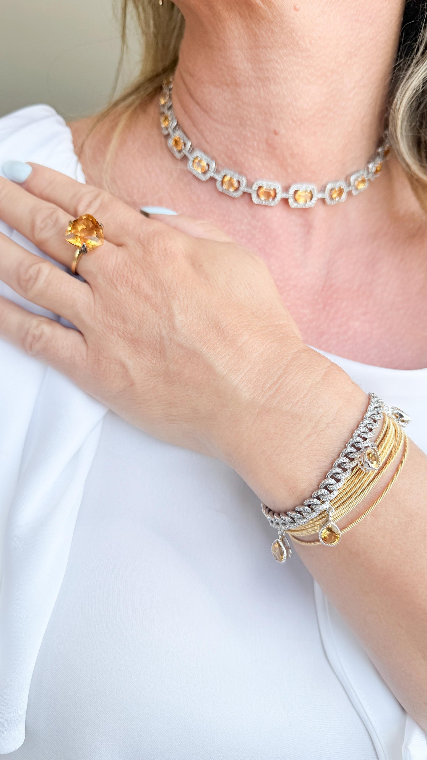 Pulseira Ana Topázio Branco e Citrino