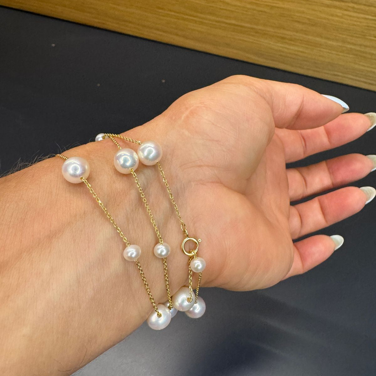 Lindo Colar em Ouro Amarelo e Pérola